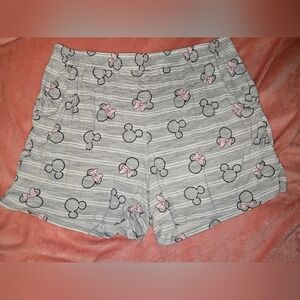 Disney Gray and Pink Mickey/Minnie Patterned Pajama Shorts